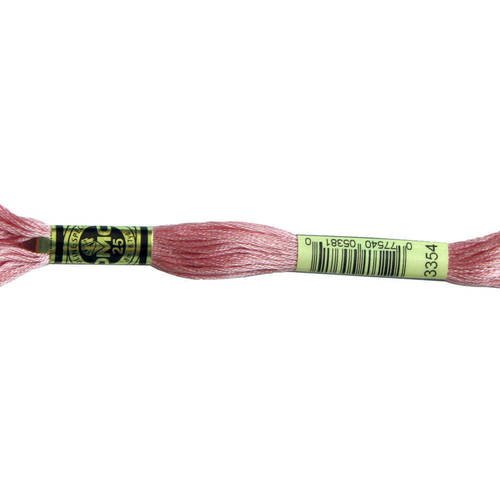 Fil dmc n°3354, mouliné spécial, échevette de coton rose, à broder . 