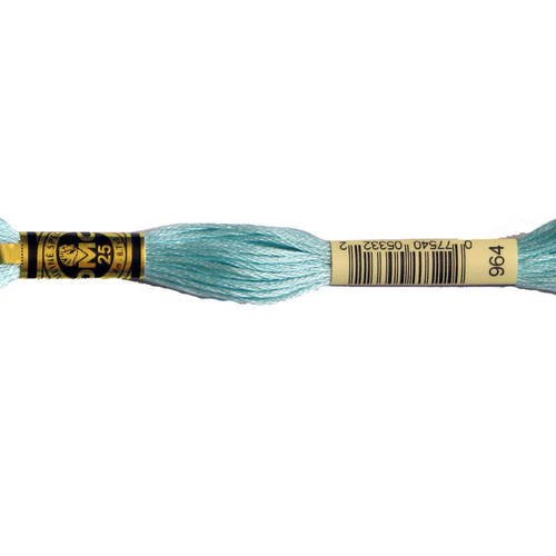 Fil dmc n°964, mouliné spécial, échevette de coton bleu clair, à broder . 