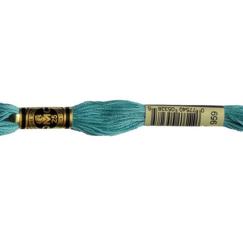 Fil dmc n°959, mouliné spécial, échevette de coton bleu turquoise, à broder . 