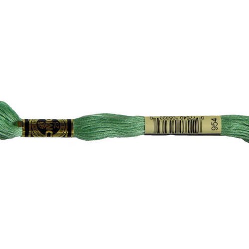 Fil dmc n°954, mouliné spécial, échevette de coton vert clair, à broder . 