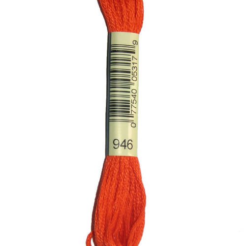 Fil dmc n°946, mouliné spécial, échevette de coton orange, à broder . 