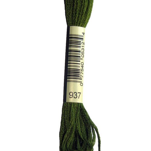 Fil dmc n°937, mouliné spécial, échevette de coton vert, à broder . 