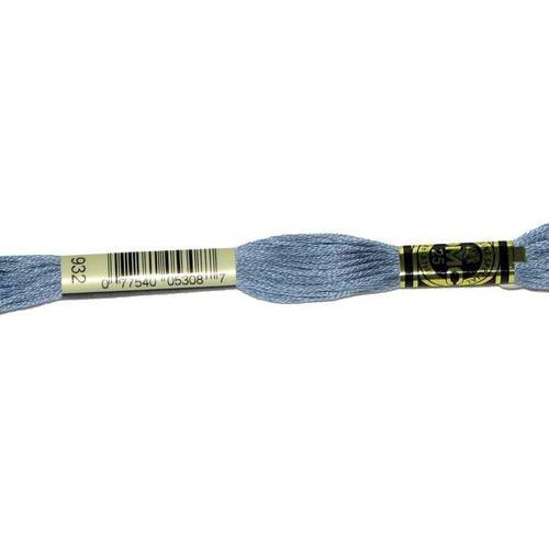 Fil dmc n°932, mouliné spécial, échevette de coton gris bleu, à broder . 
