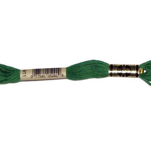 Fil dmc n°911, mouliné spécial, échevette de coton vert, à broder . 