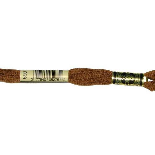 Fil dmc n°869, mouliné spécial, échevette de coton marron, à broder . 
