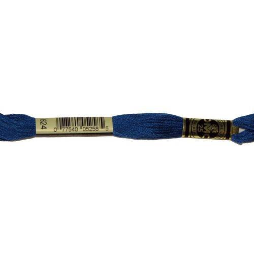 Fil dmc n°824, mouliné spécial, échevette de coton bleu, à broder . 