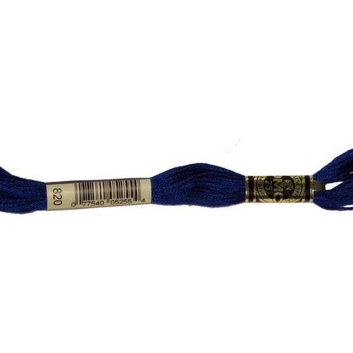 Fil dmc n°820, mouliné spécial, échevette de coton bleu marine, à broder . 