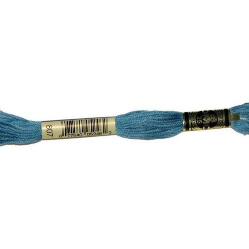 Fil dmc n°807, mouliné spécial, échevette de coton bleu, à broder . 