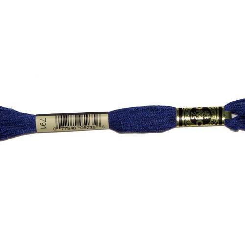 Fil dmc n°791, mouliné spécial, échevette de coton bleu marine, à broder . 