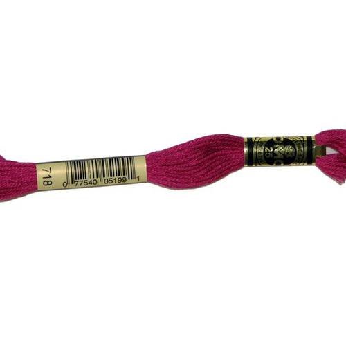 Fil dmc n°718, mouliné spécial, échevette de coton rose fuchsia, à broder . 