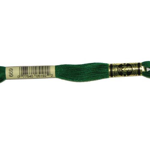 Fil dmc n°699, mouliné spécial, échevette de coton vert foncé, à broder . 