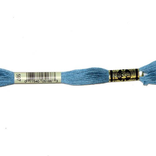 Fil dmc n°597, mouliné spécial, échevette de coton bleu, à broder . 