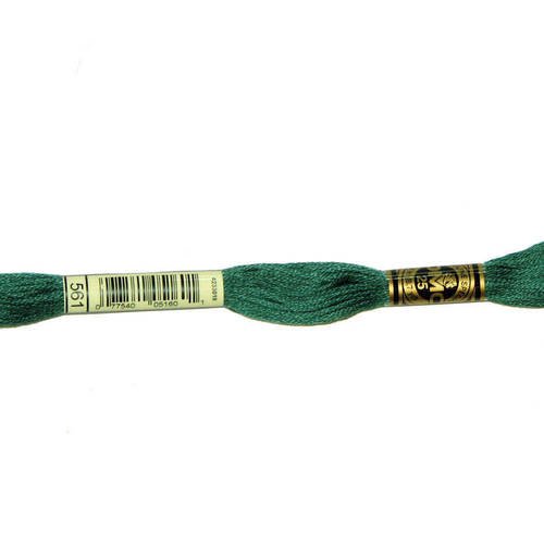 Fil dmc n°561, mouliné spécial, échevette de coton vert foncé, à broder . 