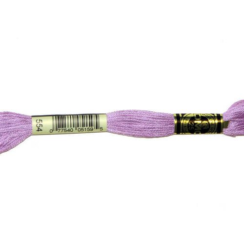 Fil dmc n°554, mouliné spécial, échevette de coton violet clair, à broder . 
