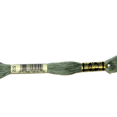 Fil dmc n°522, mouliné spécial, échevette de coton vert, à broder . 