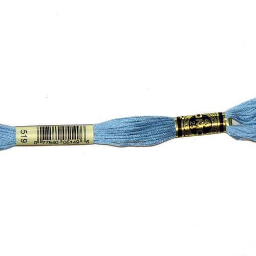 Fil dmc n°519, mouliné spécial, échevette de coton bleu, à broder . 