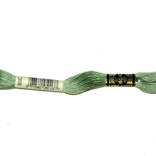 Fil dmc n°368, mouliné spécial, échevette de coton vert, à broder . 