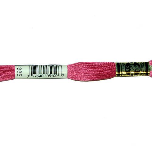 Fil dmc n°335, mouliné spécial, échevette de coton rose foncé, à broder . 