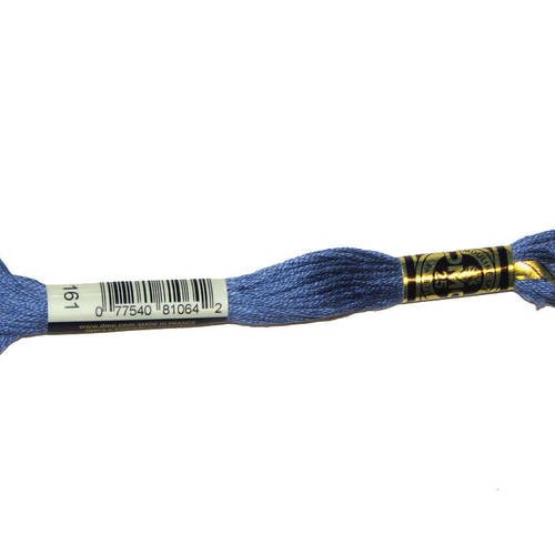 Fil dmc n°161, mouliné spécial, échevette de coton bleu gris violet, à broder . 