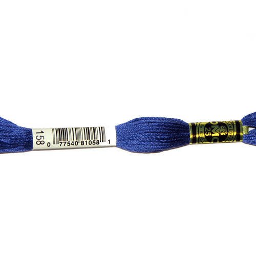 Fil dmc n°158, mouliné spécial, échevette de coton bleu violet foncé, à broder . 