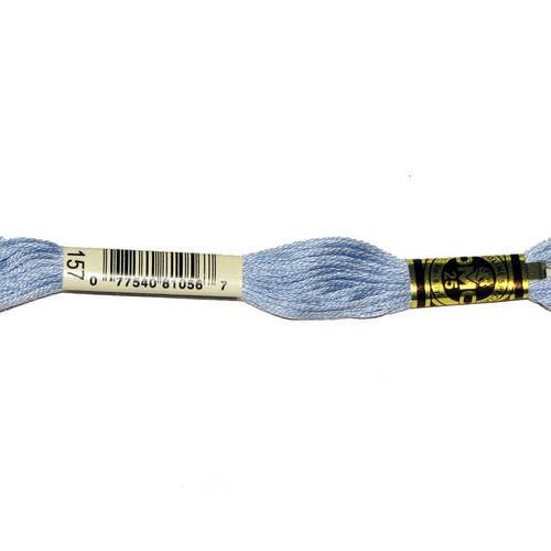Fil dmc n°157, mouliné spécial, échevette de coton bleu clair, à broder . 