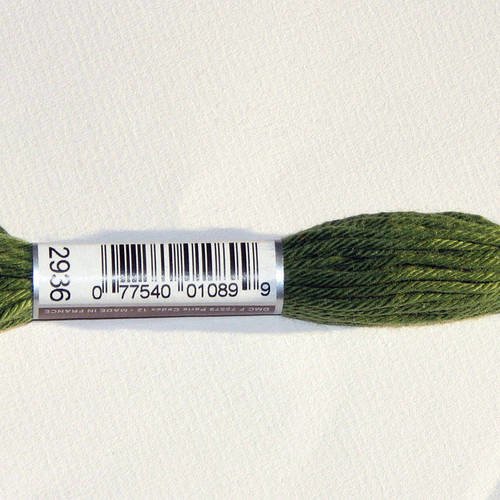 Dmc n°2936, échevette de coton vert pour tapisserie et canevas