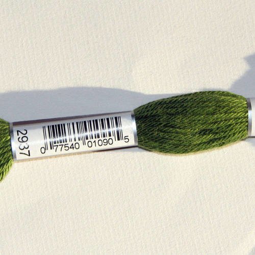 Dmc n°2937, échevette de coton vert pour tapisserie et canevas