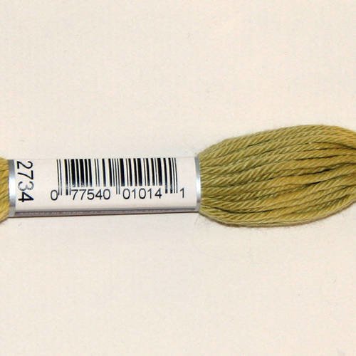 Dmc n°2734, échevette de coton vert pour tapisserie et canevas