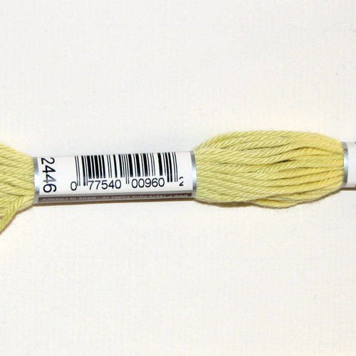 Dmc n°2446, échevette de coton vert jaune pour tapisserie et canevas