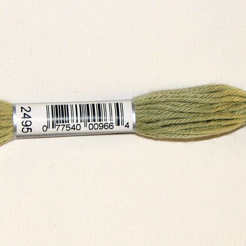 Dmc n°2495, échevette de coton vert pour tapisserie et canevas