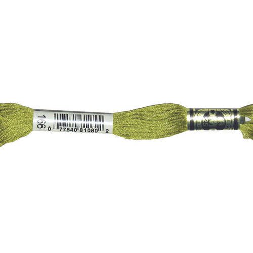 Fil dmc n°166, mouliné spécial, échevette de coton vert, à broder . 