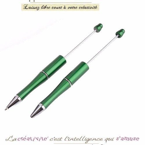 "stylo vert à décorer et personnaliser avec des perles - créez votre stylo unique"