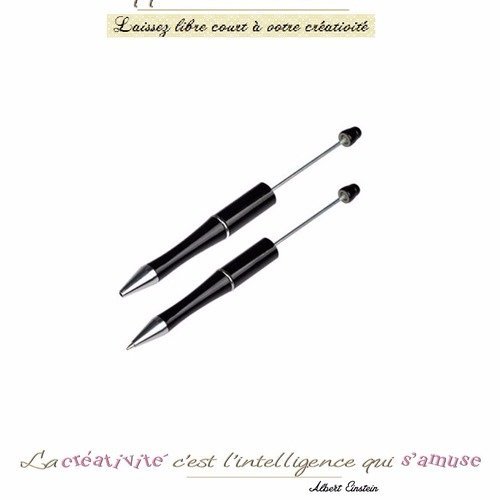 "stylo noir à décorer et personnaliser avec des perles - créez votre stylo unique"