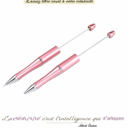 "stylo rose métallique à décorer et personnaliser avec des perles - créez votre stylo unique"