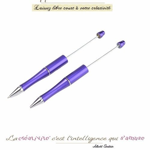 "stylo violette/lilas à décorer avec des perles - personnalisez votre stylo unique"