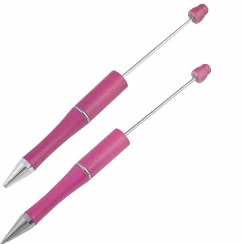 "stylo rose foncé à décorer et personnaliser avec des perles - créez votre stylo unique"
