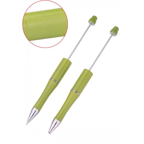 Stylo, stylo vert olive à décorer, à personnaliser, à customiser avec des perles