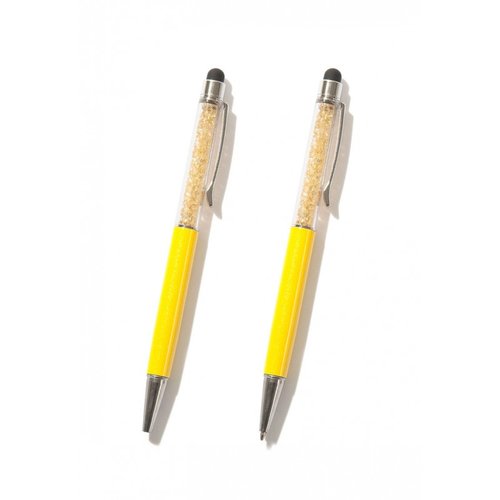 Stylo, stylo jaune avec strass à l'intérieur