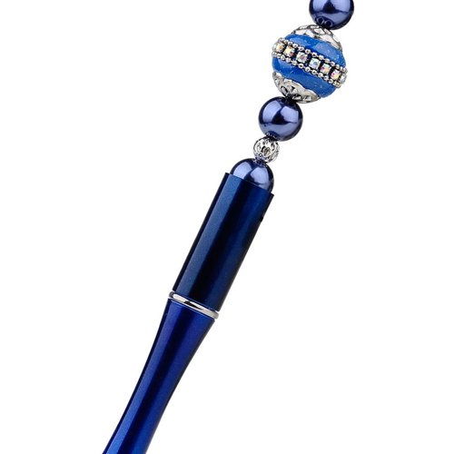 Stylo, stylo bleu fonce pour perles avec kashmiri perle 15cm - bleu foncé