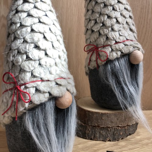 Gnome collection "douceur grise" -  gnome de noël en taille s - décoration et cadeaux