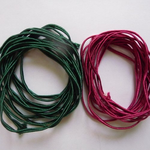 Deux galons passementerie soutache (2 m x 2)  - couleurs vert  et rose fuchsia