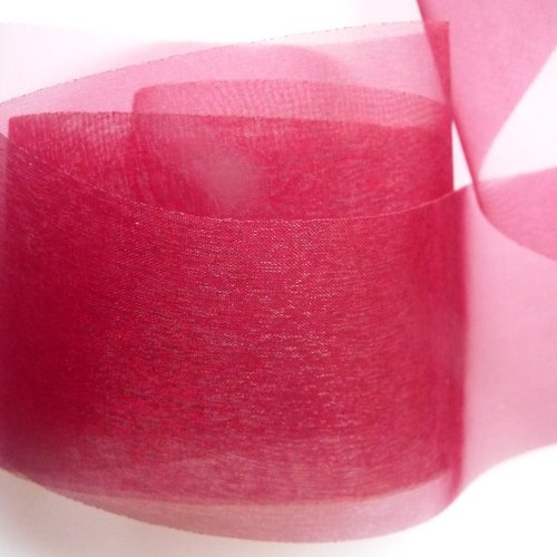 2 m ruban organza grande largeur (7 cm) couleur rouge grenat