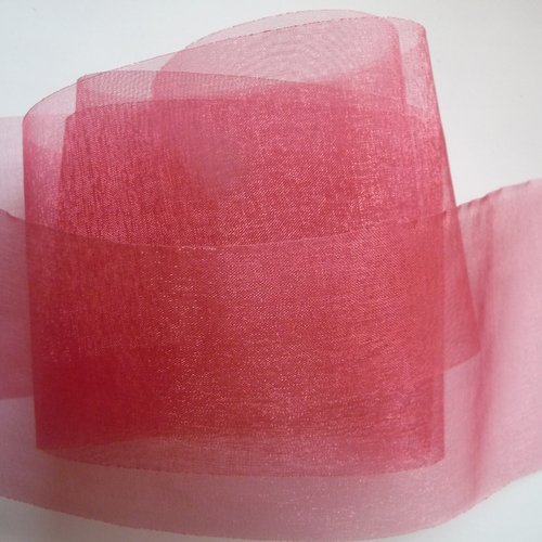 2 m ruban organza grande largeur (7 cm) couleur vieux rose