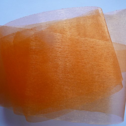 2 m ruban organza grande largeur (7 cm) couleur orange