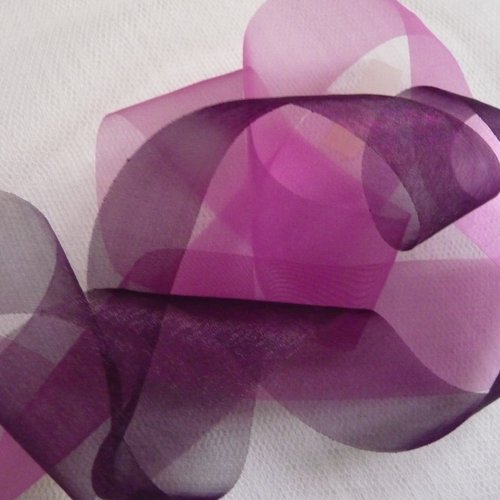 Duo de rubans organza, couleur prune et violine, 2 m de longueur chacun - décoration, noeuds, customisation, créations