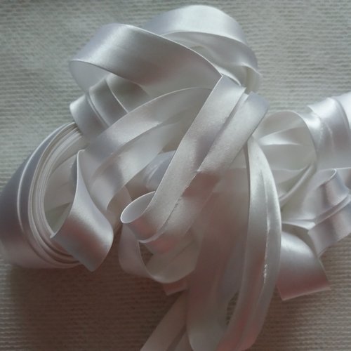 Galon biais satiné blanc - 1 m x 2 cm - travaux couture, customisation, finitions, décoration