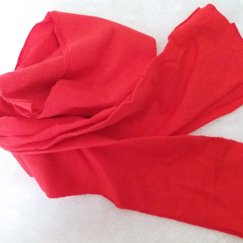 5 bandes de tissu coton uni  rouge - formes identiques - environ 80 cm x 9 cm