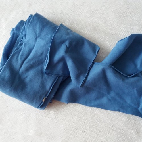 5 bandes de tissu coton uni bleu - formes identiques - environ 80 cm x 8 cm