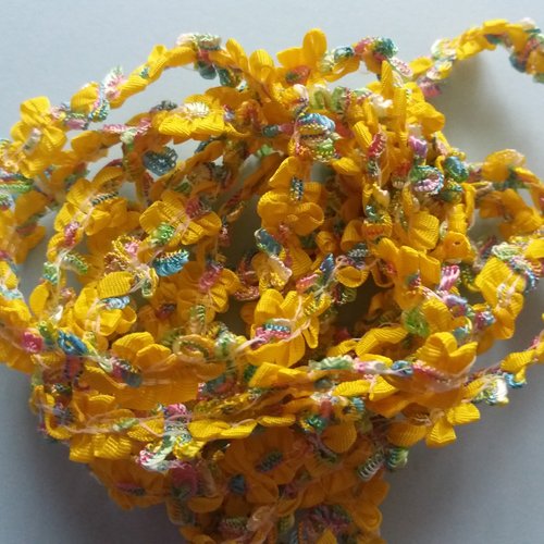 Ruban décoratif petites fleurs jaunes et multicolores - 2 m x 1 cm - décorations, petites finitions, customisation