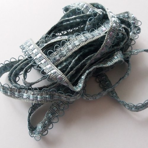 Ruban galon fantaisie 3 m x 1 cm - couleurgris-bleu - couture, petites finitions, customisation, loisirs créatifs